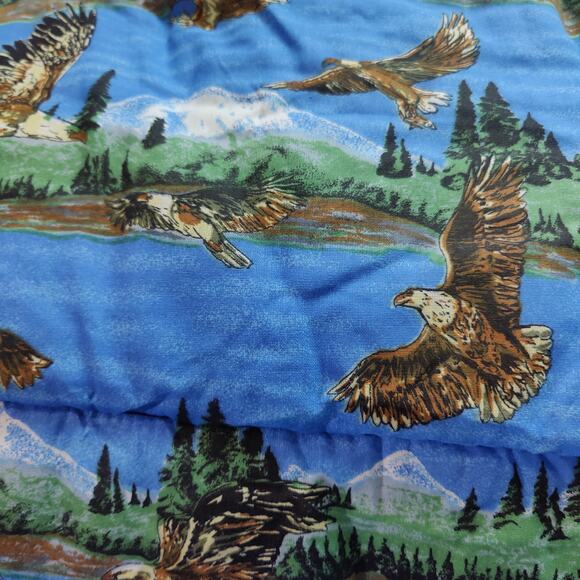 Vintage Wenzel Bald Eagle Mountain Print Sleeping Bag Zip Up Made in Canada AOP - Picture 3 of 7